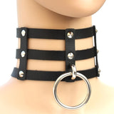 Fashion Punk Goth Rivets Choker Three Row Caged Anime Necklace 14 Colors Leather Choker Collar Necklace for Women Collier Bijoux