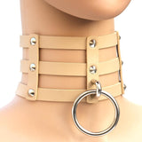 Fashion Punk Goth Rivets Choker Three Row Caged Anime Necklace 14 Colors Leather Choker Collar Necklace for Women Collier Bijoux