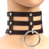 Fashion Punk Goth Rivets Choker Three Row Caged Anime Necklace 14 Colors Leather Choker Collar Necklace for Women Collier Bijoux