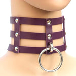 Fashion Punk Goth Rivets Choker Three Row Caged Anime Necklace 14 Colors Leather Choker Collar Necklace for Women Collier Bijoux