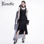 Rosetic Gothic Black Lace Overlay Hi-Low Mermaid Dress