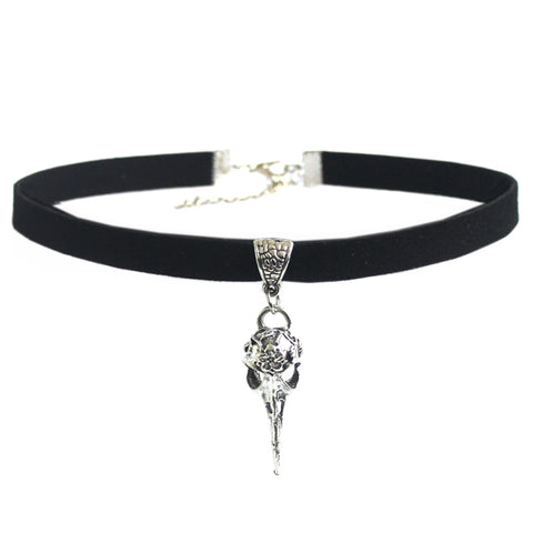 Raven Skull Velvet Choker