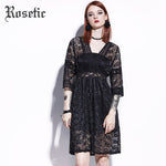 Rosetic Gothic Boho Black Lace Peasant Mini Dress