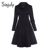 Sisjuly women coat autumn black vintage gothic a line elegant winter asymmetric overcoat goth lace up natural retro solid coats