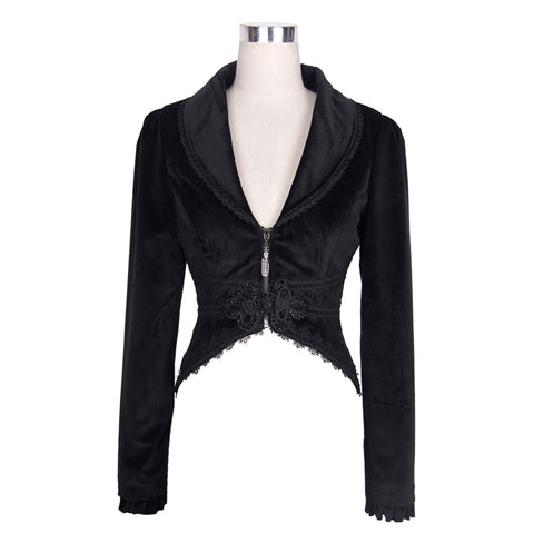 Gothic Victorian Black Short Velveteen Jacket