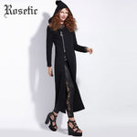 Rosetic Gothic Dress Women Black Autumn Hooded Straight Fashion Zipper Christmas Dress Sexy Party Street Casual Witch Goth Dress