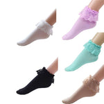 5 Pairs of Vintage Lace Cotton Ruffle Frilly Ankle Crew Socks