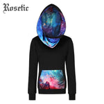 Rosetic Goth Casual Hoodies Black Pocket Print Slim Women Spring Hooded Tops Fashion Rock Streetwear Cool Clothing Gothic Hoodie