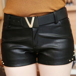 Hot Short Autumn Winter warm PU Womens booty Short Flower Embroidery Beaded Leather Boots Black Sexy Mini Dance Shorts B67810