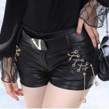 Hot Short Autumn Winter warm PU Womens booty Short Flower Embroidery Beaded Leather Boots Black Sexy Mini Dance Shorts B67810