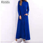 Long Sleeve Turtleneck Maxi Dress with Pockets