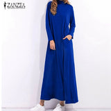 Long Sleeve Turtleneck Maxi Dress with Pockets