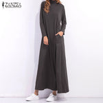 Long Sleeve Turtleneck Maxi Dress with Pockets