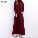 Long Sleeve Turtleneck Maxi Dress with Pockets