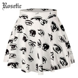 Rosetic Goth Skirt Ball Gown White Eye Print Women Short Bottoms Color Block Summer skirts Casual Preppy Sweet Gothic Mini Skirt