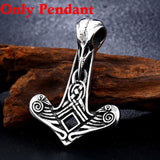 Viking Raven Skull Mjolnir Amulet Pendant Necklace