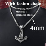 Viking Raven Skull Mjolnir Amulet Pendant Necklace