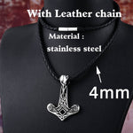 Viking Raven Skull Mjolnir Amulet Pendant Necklace