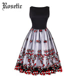 Rosetic Gothic Retro Flower Overlay Party Dress