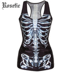 Rosetic Woman Gothic Tank Tops Summer Black Skull Print Pattern Sexy Girl Rock Club Travel I-Shaped Women's Goth Casual Tank Top