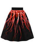 Summer Gothic  Mini Skirt High Waist Causal octopus  Print Femme skirts Fashion retro Harajuku Streetwear Swing Goth Skirts 2018