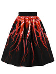 Summer Gothic  Mini Skirt High Waist Causal octopus  Print Femme skirts Fashion retro Harajuku Streetwear Swing Goth Skirts 2018