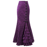 Women Gothic Mermaid Skirts Ruffle Lace Up Purple Black Red Gray Skirts Bodycon Maxi Long Retro Goth Middle Ages Vintage Skirts