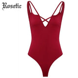 Rosetic Gothic Summer Women Jumpsuit V-Neck Spaghetti Strap Shorts Backless Fitness Cross Sexy Bodycon Beach Girl Slim Bodysuit