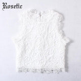 Rosetic Woman Goth Short Lace Tank Tops Summer Black White Slim Zipper Girls Beach Travel Sexy Club Rock Gothic Casual Tank Tops