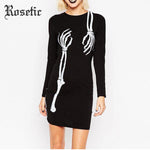 Rosetic Gothic Skeleton Arms Casual Long Sleeve Party Dress