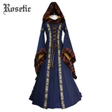 Rosetic Medieval Robe Style Gown with Hood and Flared Sleeves