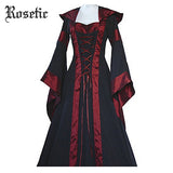 Rosetic Medieval Robe Style Gown with Hood and Flared Sleeves