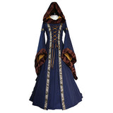 Rosetic Medieval Robe Style Gown with Hood and Flared Sleeves