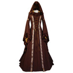 Rosetic Medieval Robe Style Gown with Hood and Flared Sleeves