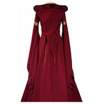 Rosetic Medieval Robe Style Gown with Hood and Flared Sleeves