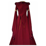 Rosetic Medieval Robe Style Gown with Hood and Flared Sleeves