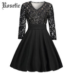 Rosetic Black Lace Audrey V-Neck Party Dress