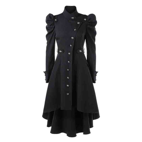 new Gothic Vintage trench Women Steampunk Victorian Swallow Tail Long Trench Autumn Winter Coat women Single Breasted solid coat